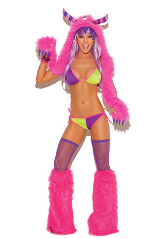 Neon Nites Bra Top And Panty Set - One Size