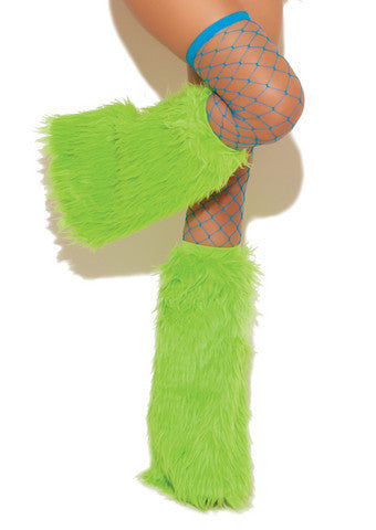 Neon Green Furry Leg Warmers - One Size