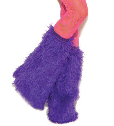 Neon Purple Furry Leg Warmers - One Size
