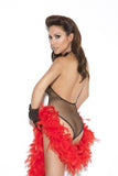 Deep V Diamond Net Teddy - Black - One Size