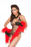 Deep V Diamond Net Teddy - Black - One Size