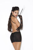 Deep V Mini Dress - Black - One Size