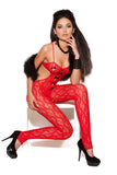 Lace Bodystocking - Red - One Size