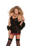 Mini Dress with Garters -  Black - One Size
