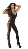 Deep V Bodystocking - Black - One Size