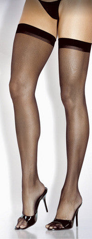 Classic Sheer Thigh High Stockings - Black