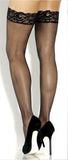 Lace Top Sheer Stockings - Black - One Size