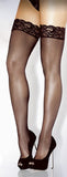 Lace Top Sheer Stockings - Black - One Size
