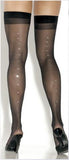 Sheer Thigh High With Rhinestones - Black