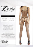 Diamond Net Spaghetti Strap Bodystocking - Black - Queen