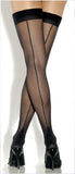 Cuban Heel Thigh High Stockings - Black