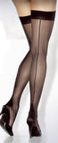 Cuban Heel Thigh High Stockings - Black