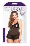 Ruffled Chemise Set - Black - 1X/2X