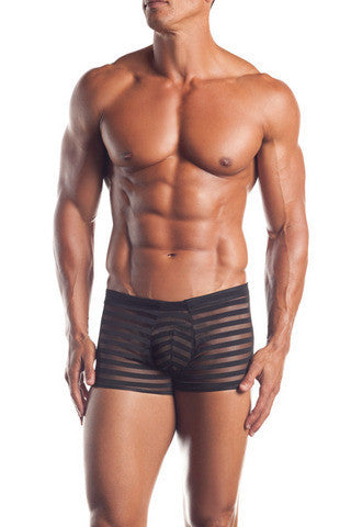 Striped Mesh Boxer Brief - Black - One Size