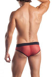 Mesh Brief With Contrast Trim - Red-Black - One Size