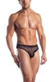 Mesh Thong With Contrast Trim - Black - One Size