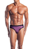 Mesh Thong With Contrast Trim - Grape - One Size