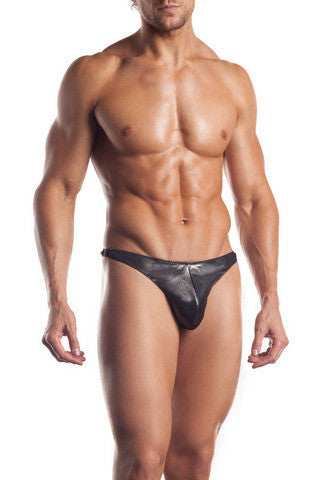 Sleek Thong With Side Clip Detail - Gunmetal - One Size