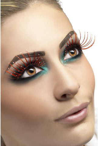 Large Eyelashes With Glitter - Red