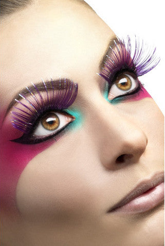Large Eyelashes With Silver Strips - Purple