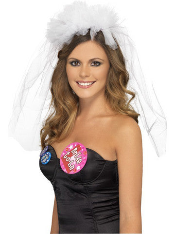 Hen Night Veil Headband -  White