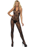 Halterneck Crotchless Bodystocking - Black