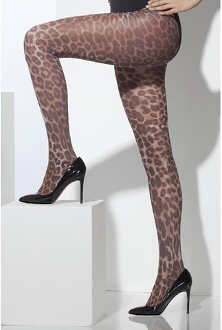 Opaque Leopard Print Tights