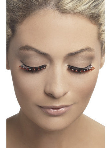 Diamante Eyelashes - Red And Black