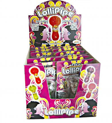Lollipipes Edible Pipe Assorted Flavors - 12 Count With Display
