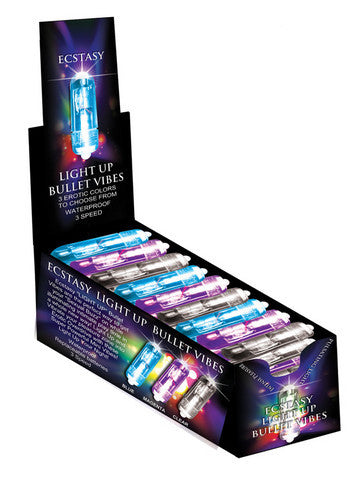 Ecstasy Light Up Bullet - Assorted Colors - 36 Pieces Display