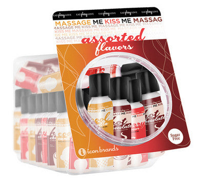 Massage Me Kiss Me - Edible Oils - Assorted Flavors - 40 Count Fishbowl