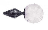 Fashionistas Glass Bunny Tail Butt Plug Large - Black