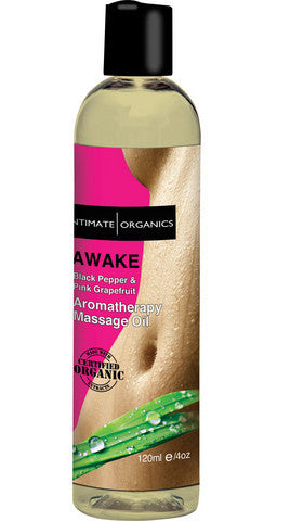 Awake Aromatherapy Massage Oil - Black Pepper And Pink Grapefruit - 4 oz.