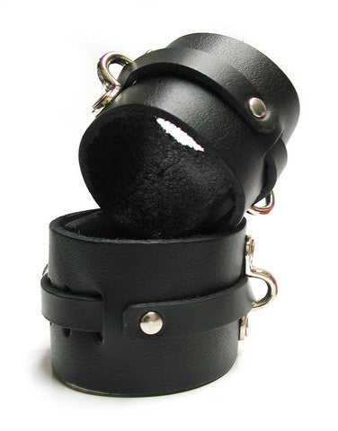 Bondage Basics Leather Ankle Cuffs - Black