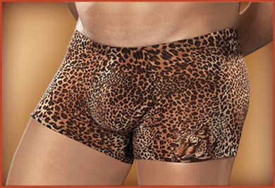 Pouch Short Nylon-Lycra Animal Brown Leopard-Medium