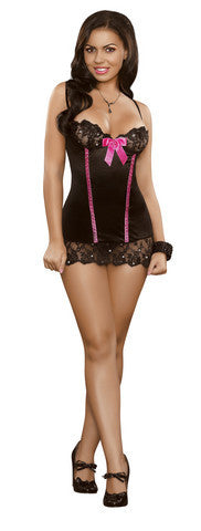 Chemise And G-String Set - Black - Small/Medium