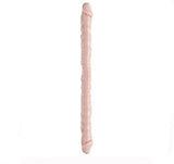 Basix Rubber Works 18-inch Ribbed Double Dong - Flesh