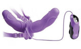 Fetish Fantasy Elite Vibrating Double Delight Strap-On - Purple