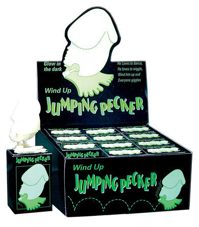 Wind-Up Glow-In-The-Dark Jumping Pecker - Display of 12