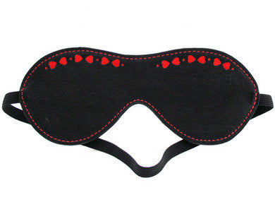Leather Blindfold with Heart Inlay Black