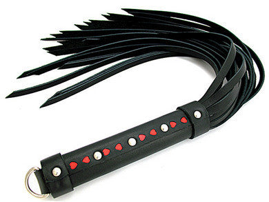 20 Inch Leather strap Whip with Red Heart Inlay