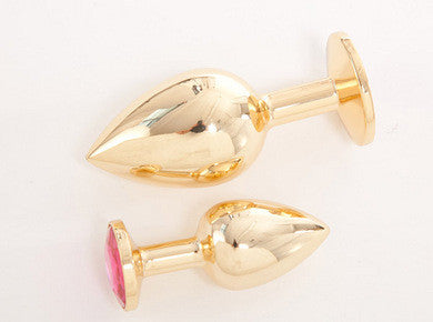 Gold Plated Stainless Steel Butt Plug With Crystal Set