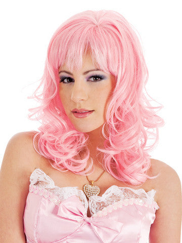 Angel Shoulder Length Layer with Loose Wave and Full Bang Pink