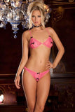 2 Piece Peek- A-Boo Bra and Crotchless Pink Small/Medium