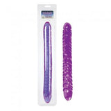 Reflective Gel Veined Double Dong 18-inch - Purple