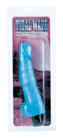 Tidal Wave Waterproof Vibrating Jelly Dong 7.5-inch - Blue