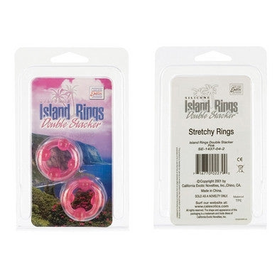 Silicone Island Rings Double Stacker - Pink