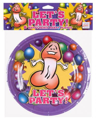 Let's Party Happy Penis Party Dessert Plates - 8 Count