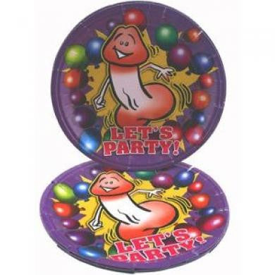 Let's Party Happy Penis Party Dinner Plates - 8 Count