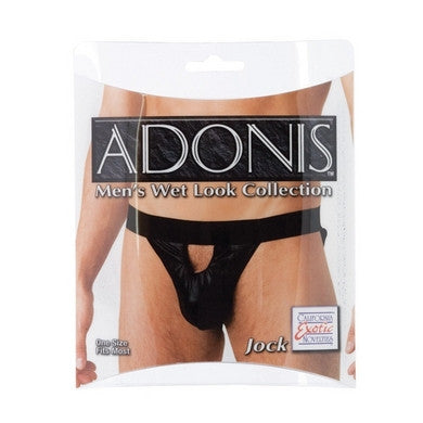 Adonis Mens Wet Look Jock - Black